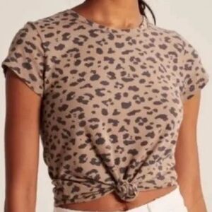 Abercrombie and Fitch Knotted Leopard Print Crew Tee